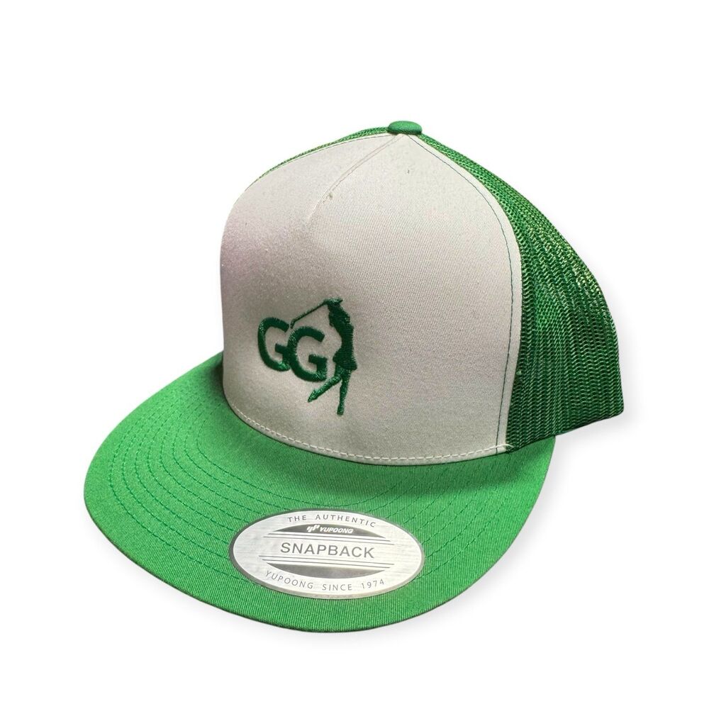 GG Golf Green White Snapback Hat Mesh Back Adjustable